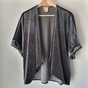 UO Pins and Needles S Velvet Open Front Cardigan